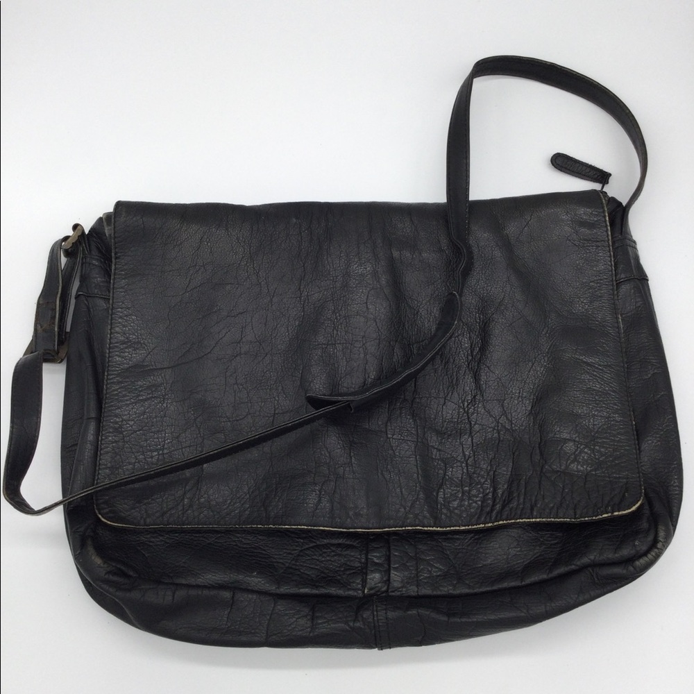 Vintage Raw Soft Leather Unisex Messenger Bag
